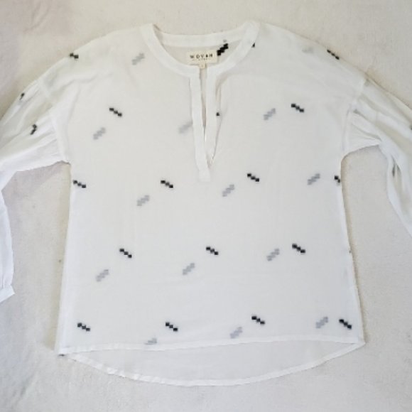 Woven by Synergy White Blouse Drop-Shoulders Size Small - Picture 8 of 9